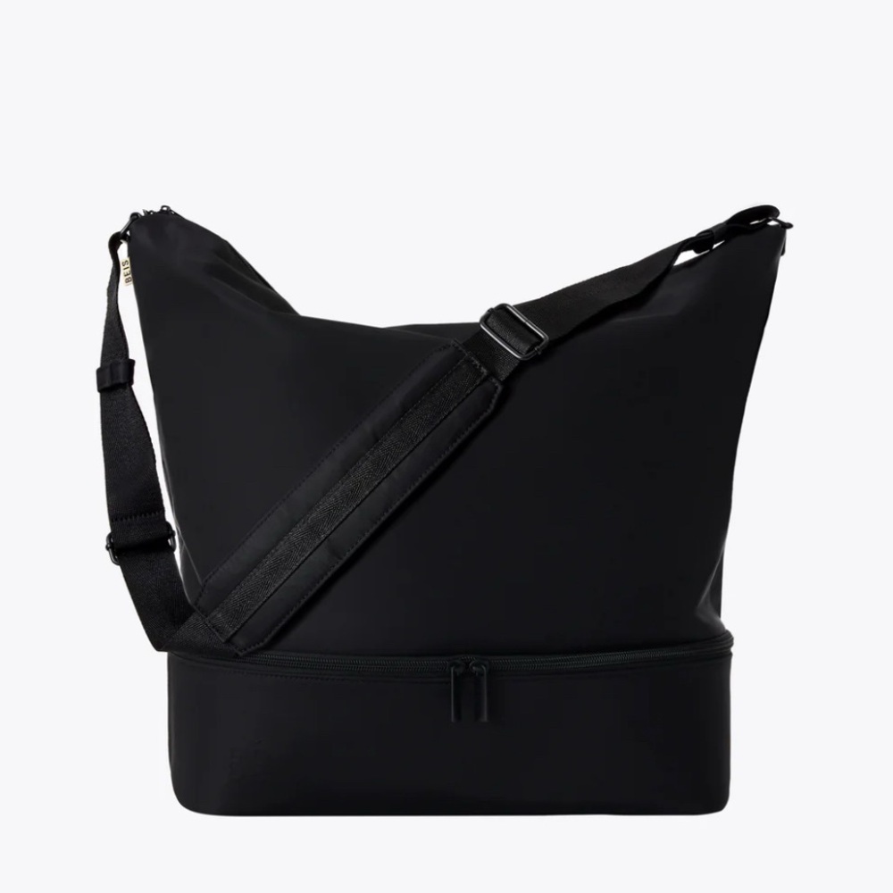 BEIS Sleek Black Cressent Crossbody Weekend Bag